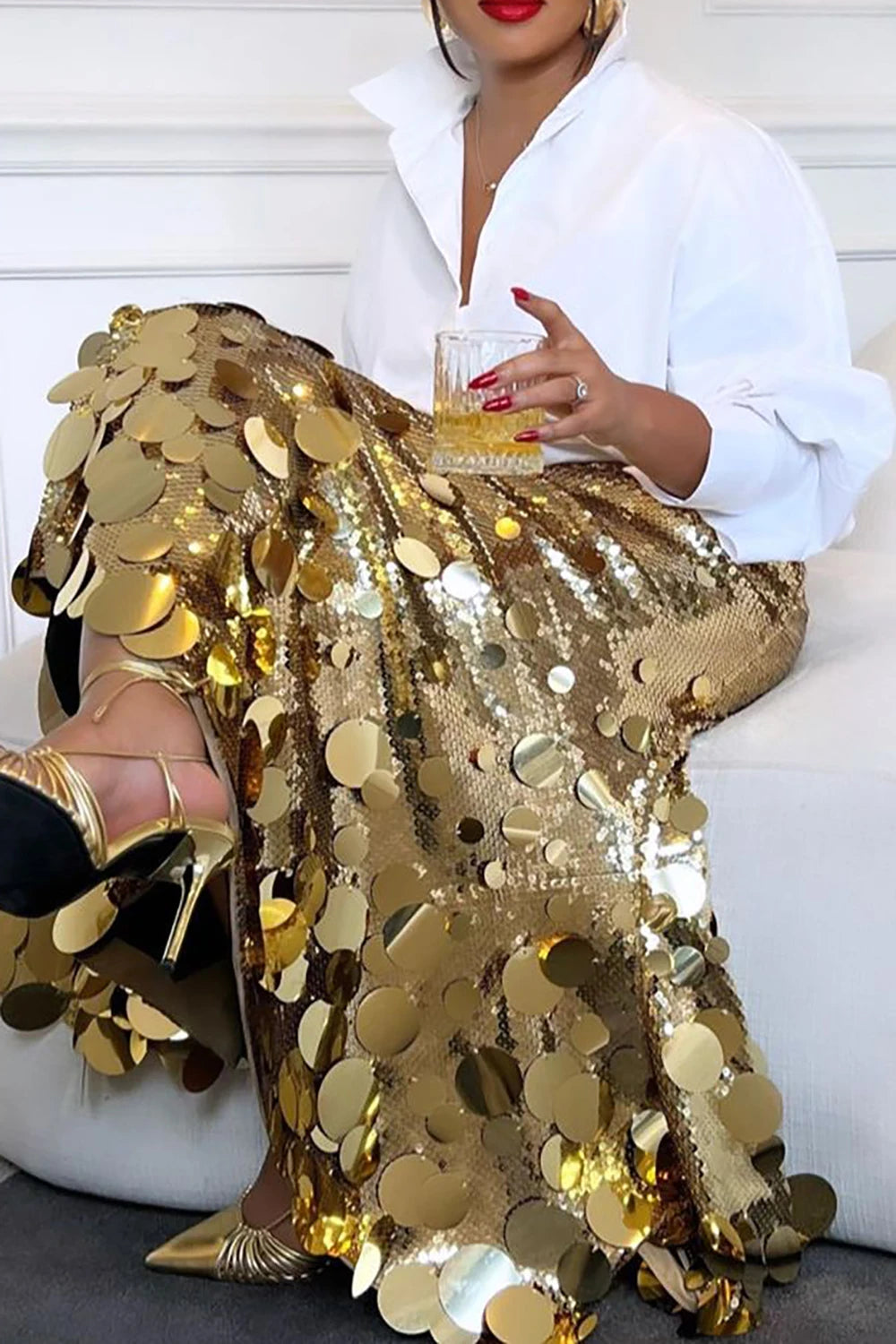 RITA SEQUINED SKIRT PLUS SIZE