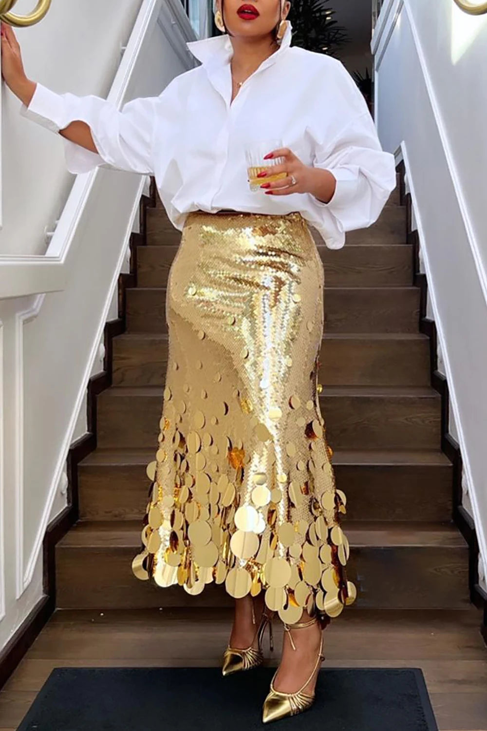 RITA SEQUINED SKIRT PLUS SIZE