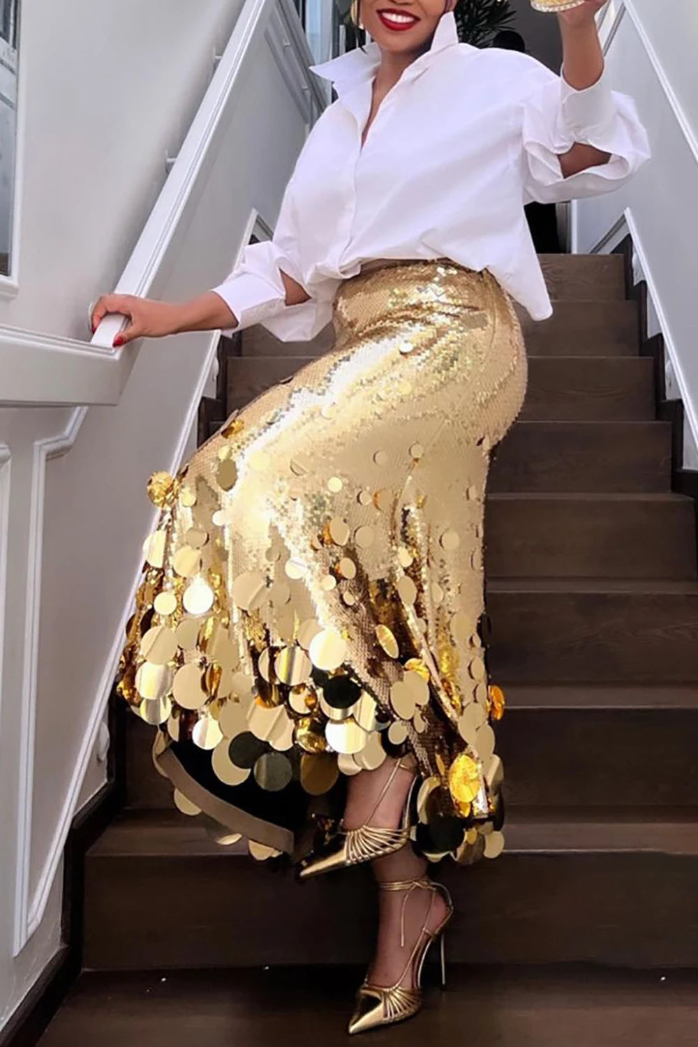 RITA SEQUINED SKIRT PLUS SIZE