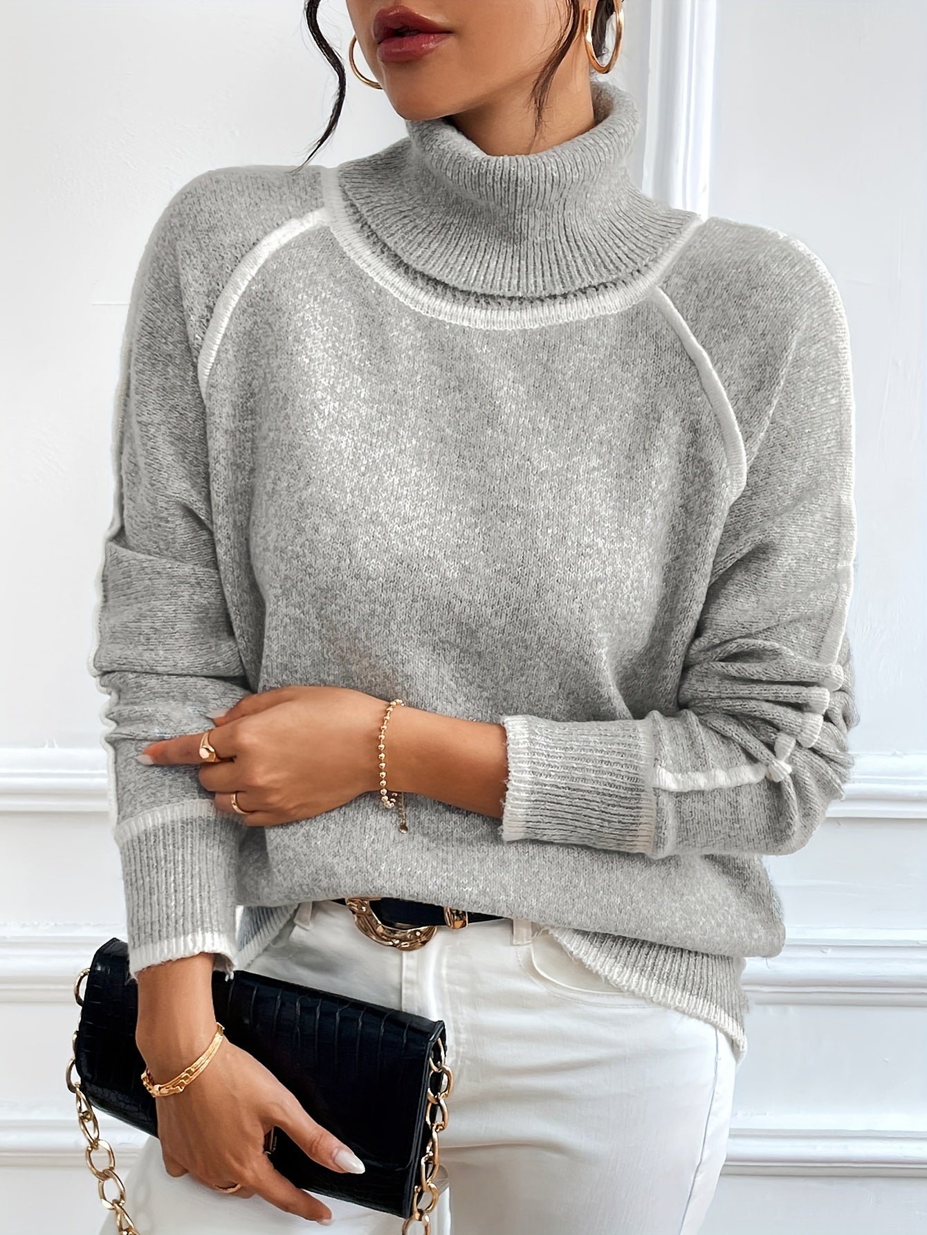 Women's Ribbed long-sleeve top with cross-over straps
