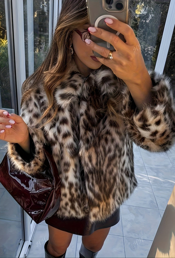 ELZA LEOPART FUR COAT