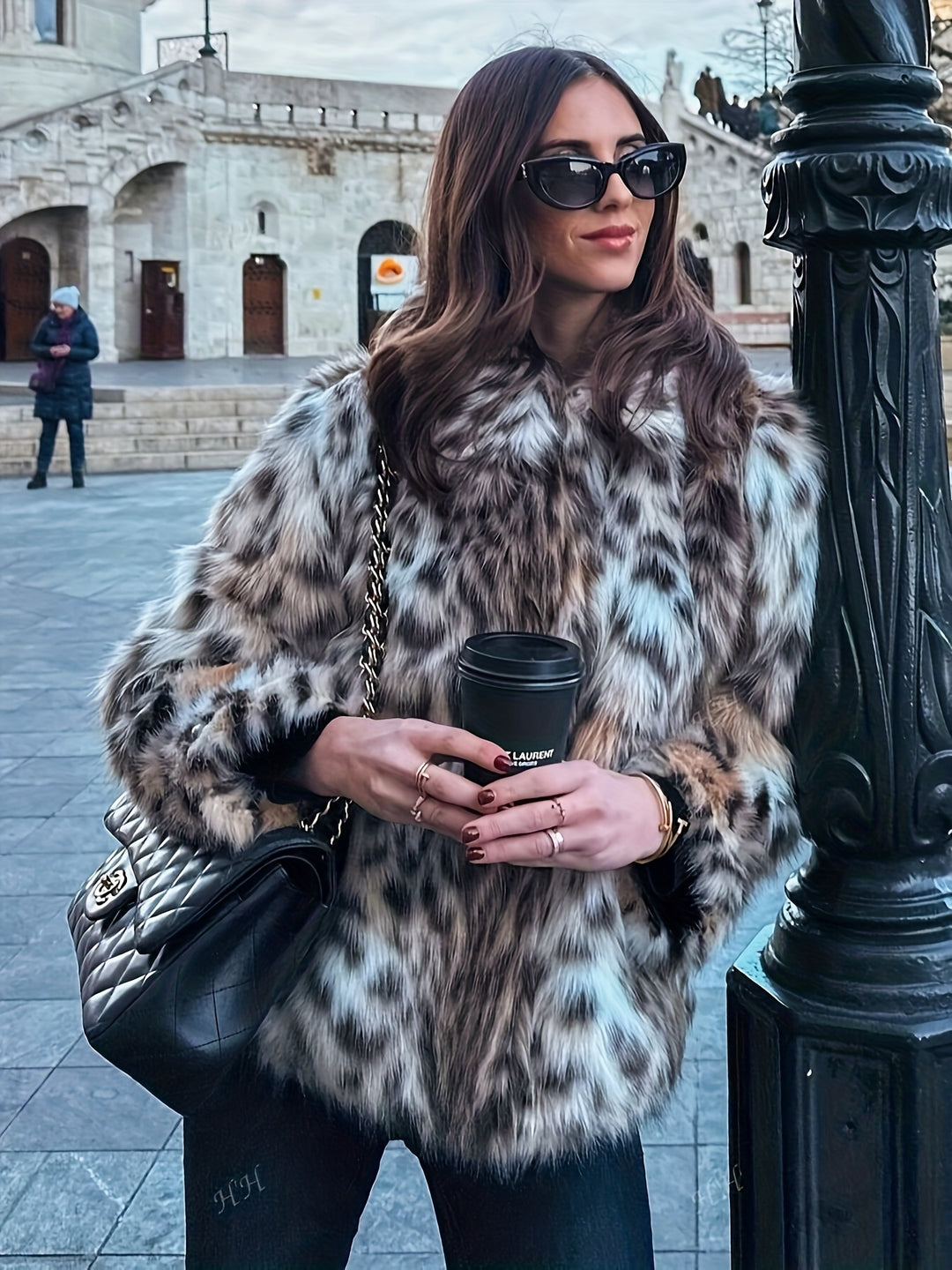 ELZA LEOPART FUR COAT