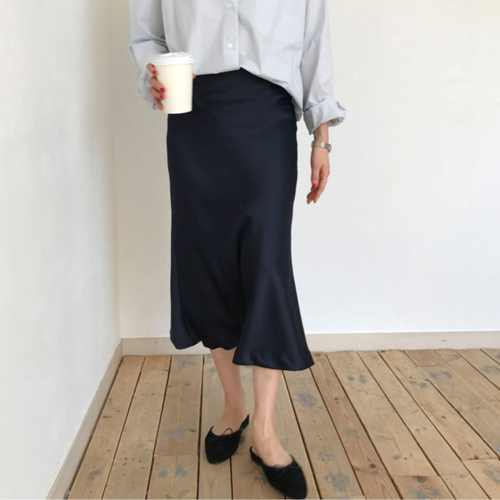 SATIN MIDI SKIRT