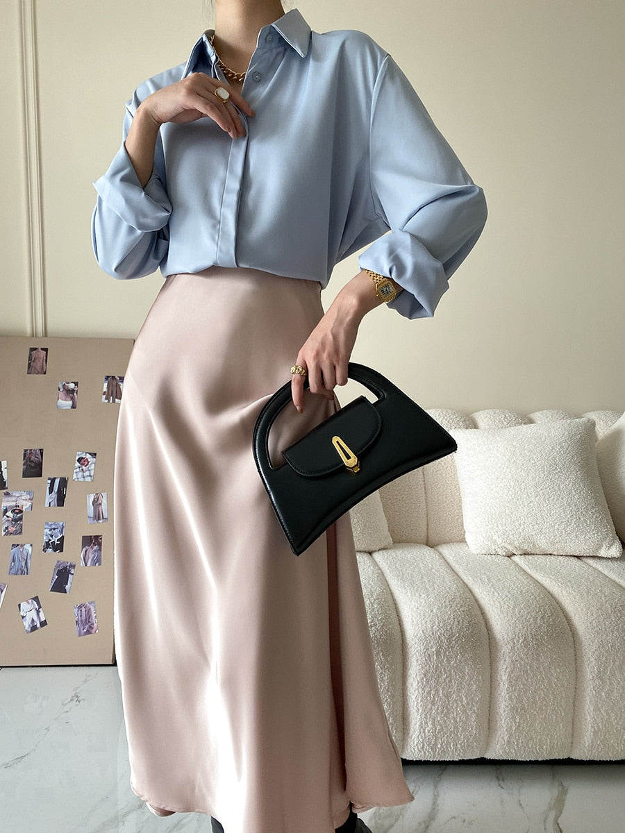 SATIN MIDI SKIRT