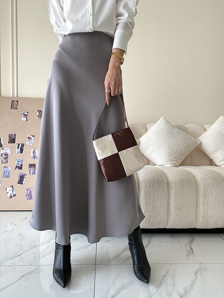 SATIN MIDI SKIRT