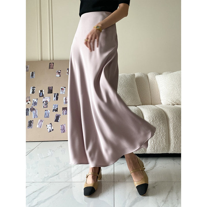 SATIN MIDI SKIRT