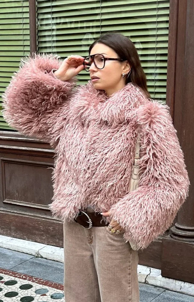fullfy faux fur short coat【brown】 – BUNNY APARTMENT