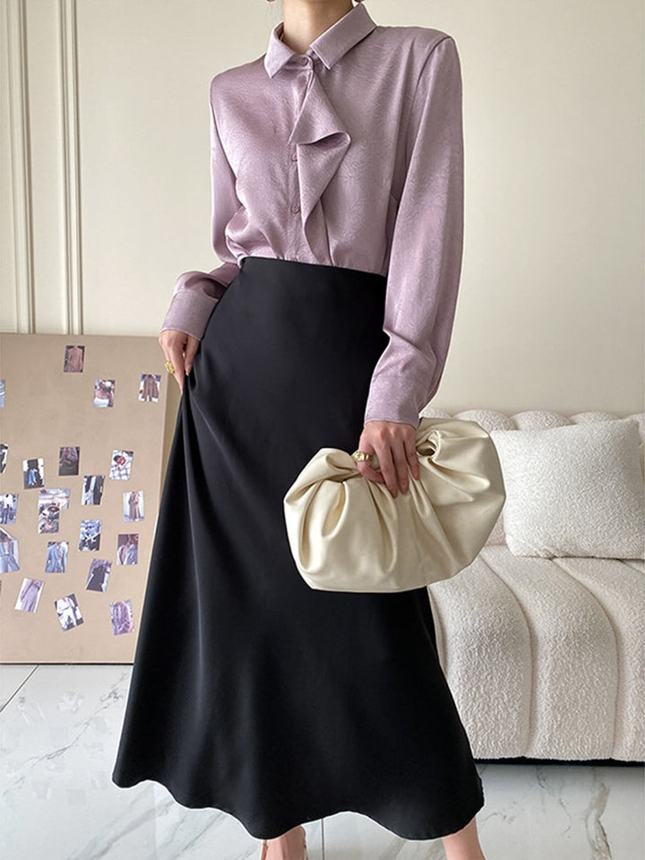 SATIN MIDI SKIRT