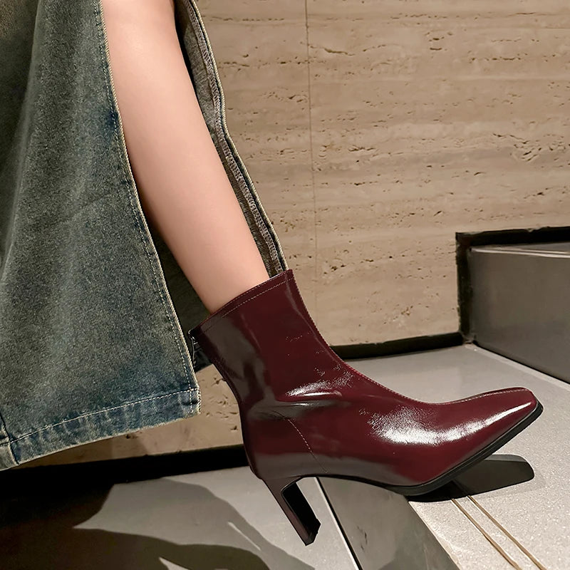 Burgundy Bershka Red Boots Bershka Pointed Heeled Boots In