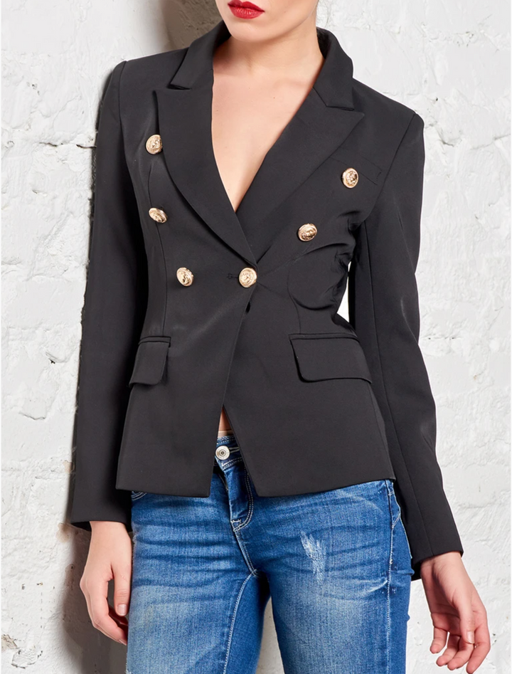 ROCKSA DOUBLE-BREASTED SATIN BLAZER