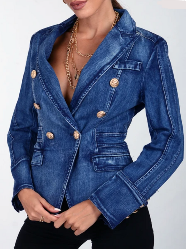 MARGOT DENIM DOUBLE-BREASTED BLAZER