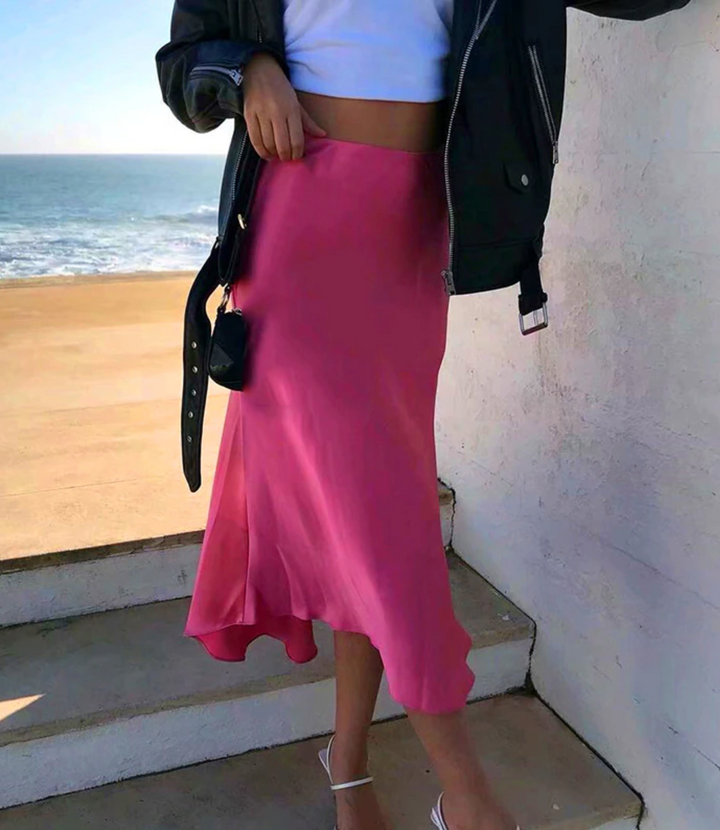 SATIN MIDI SKIRT