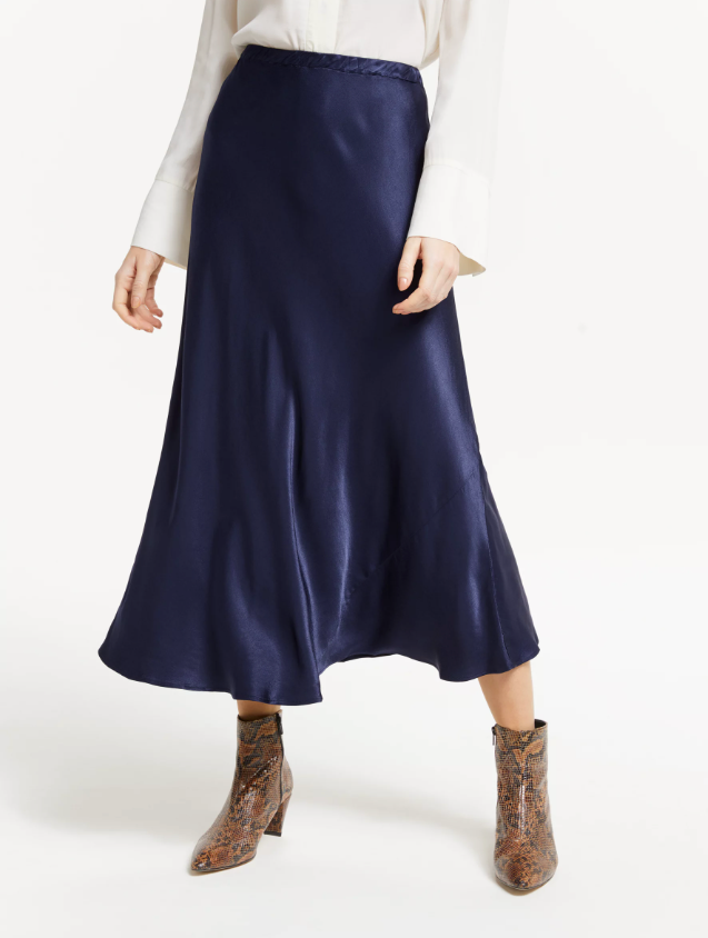 SATIN MIDI SKIRT