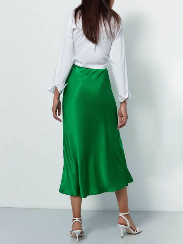 SATIN MIDI SKIRT