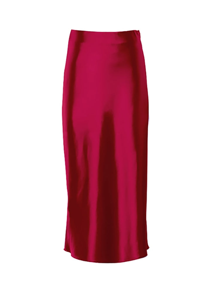 SATIN MIDI SKIRT