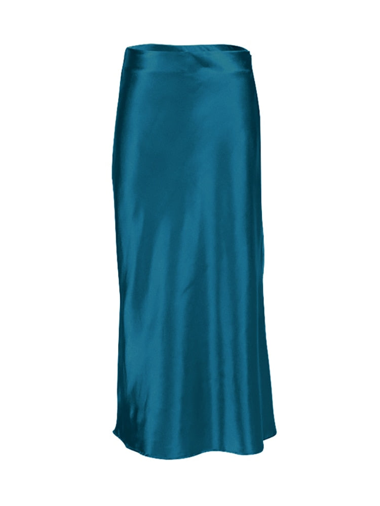 SATIN MIDI SKIRT