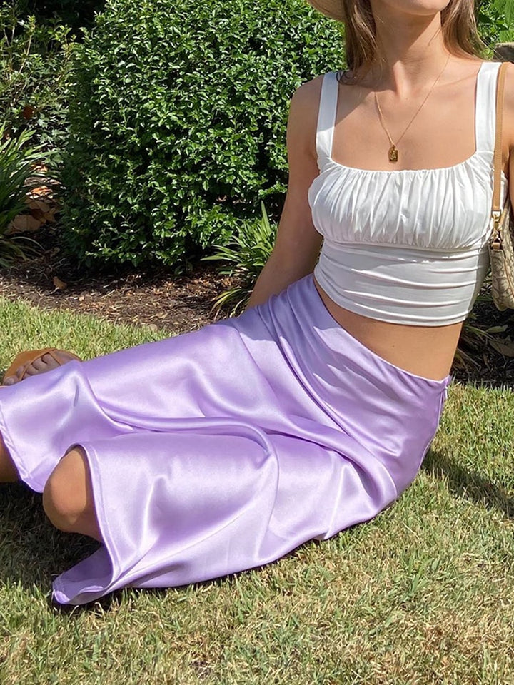 SATIN MIDI SKIRT