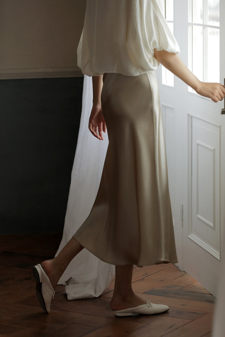 SATIN MIDI SKIRT