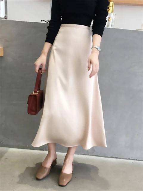 SATIN MIDI SKIRT