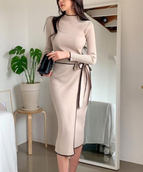 ERICA KNIT BELTED DRESS